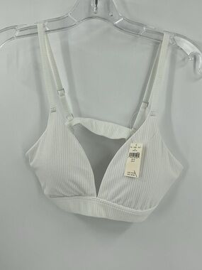 Aerie bralette white ribbed new size small yoga